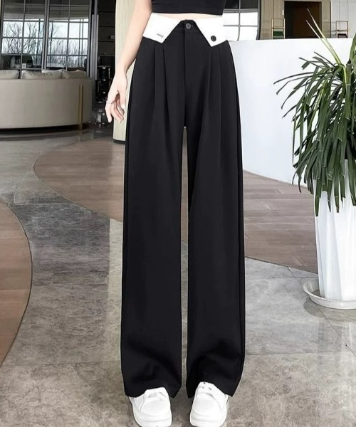 CELENA BEATS（セレナビーツ）の「※バイカラー ハイウエスト タックパンツ（スラックス・レディース・ブラック/グレー・M/S）」の12枚目の写真