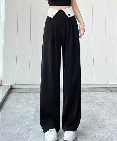 CELENA BEATS（セレナビーツ）の「※バイカラー ハイウエスト タックパンツ（スラックス・レディース・ブラック/グレー・M/S）」の13枚目の写真