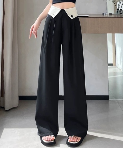 CELENA BEATS（セレナビーツ）の「※バイカラー ハイウエスト タックパンツ（スラックス・レディース・ブラック/グレー・M/S）」の21枚目の写真