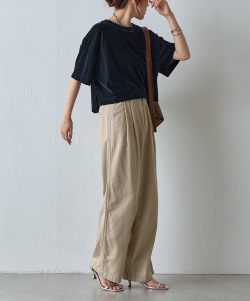 COLONY 2139(コロニートゥーワンスリーナイン)の「シアーベロアワイドクロップドTシャツ(Tシャツ/カットソー・レディース・ブラウン/ブラック/グレー・FREE)」の11枚目の写真