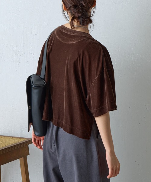 COLONY 2139(コロニートゥーワンスリーナイン)の「シアーベロアワイドクロップドTシャツ(Tシャツ/カットソー・レディース・ブラウン/ブラック/グレー・FREE)」の22枚目の写真