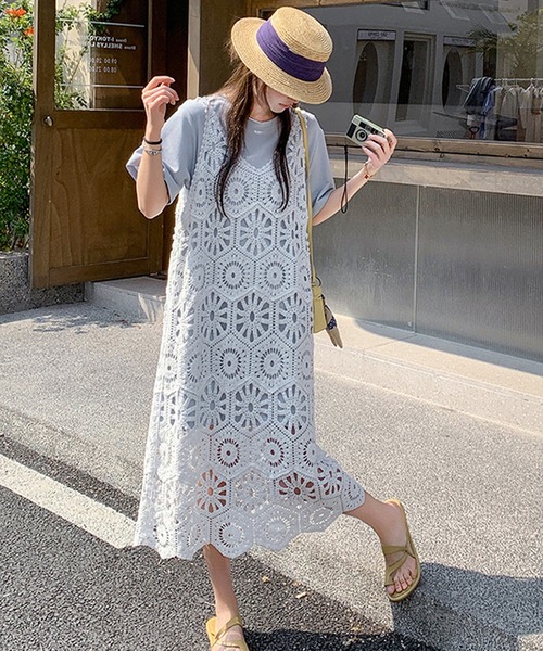 NANEA(ナネア)の「クロシェ編みノースリーブワンピース(ワンピース・レディース・ホワイト/アイボリー・フリー)」の17枚目の写真