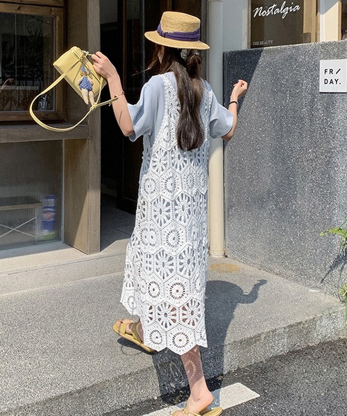 NANEA(ナネア)の「クロシェ編みノースリーブワンピース(ワンピース・レディース・ホワイト/アイボリー・フリー)」の16枚目の写真