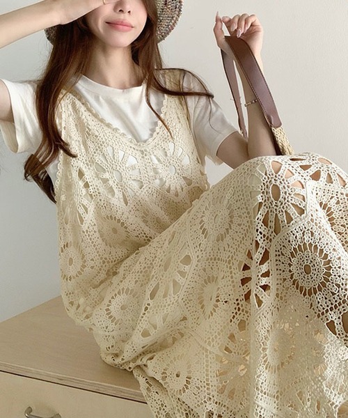 NANEA(ナネア)の「クロシェ編みノースリーブワンピース(ワンピース・レディース・ホワイト/アイボリー・フリー)」の20枚目の写真