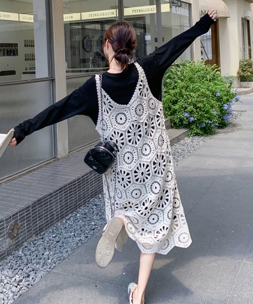 NANEA(ナネア)の「クロシェ編みノースリーブワンピース(ワンピース・レディース・ホワイト/アイボリー・フリー)」の9枚目の写真