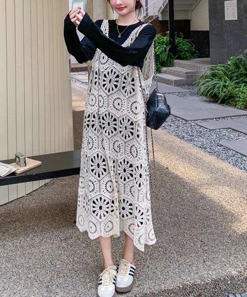 NANEA(ナネア)の「クロシェ編みノースリーブワンピース(ワンピース・レディース・ホワイト/アイボリー・フリー)」の10枚目の写真