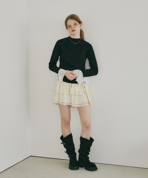 idem(イデム)の「lace slit knit tops / レースドッキングニット(ニット/セーター・レディース・ブラック・FREE)」の21枚目の写真