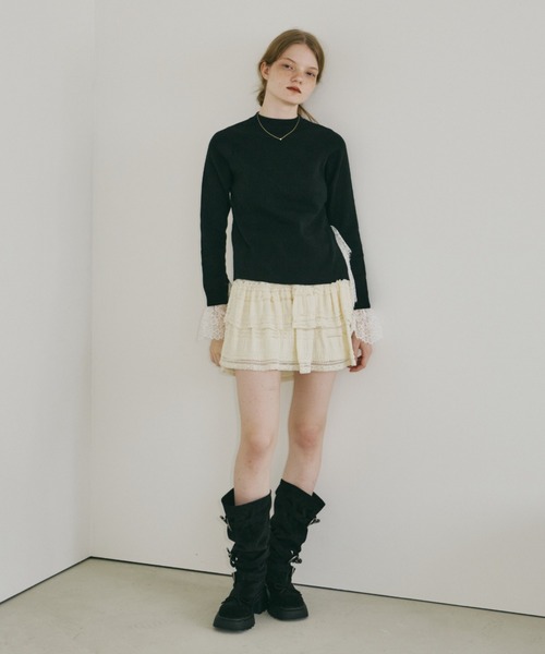 idem(イデム)の「lace slit knit tops / レースドッキングニット(ニット/セーター・レディース・ブラック・FREE)」の16枚目の写真