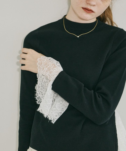 idem(イデム)の「lace slit knit tops / レースドッキングニット(ニット/セーター・レディース・ブラック・FREE)」の18枚目の写真