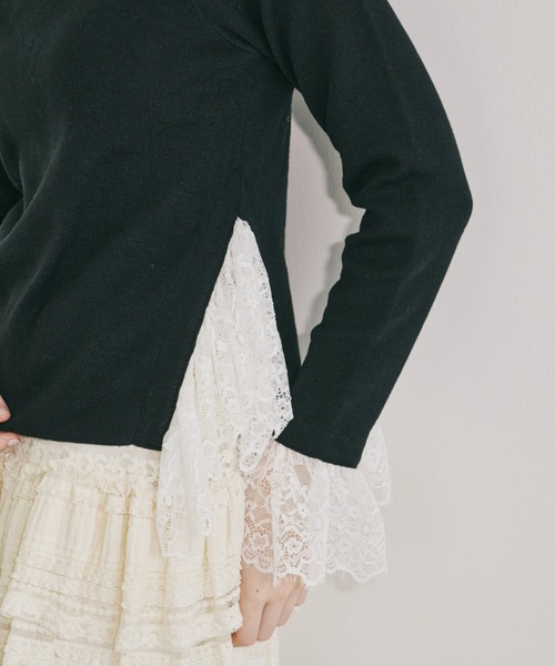 idem(イデム)の「lace slit knit tops / レースドッキングニット(ニット/セーター・レディース・ブラック・FREE)」の20枚目の写真