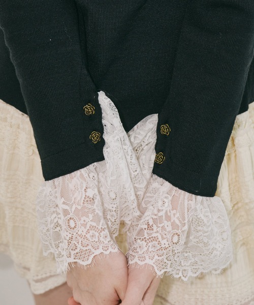 idem(イデム)の「lace slit knit tops / レースドッキングニット(ニット/セーター・レディース・ブラック・FREE)」の7枚目の写真