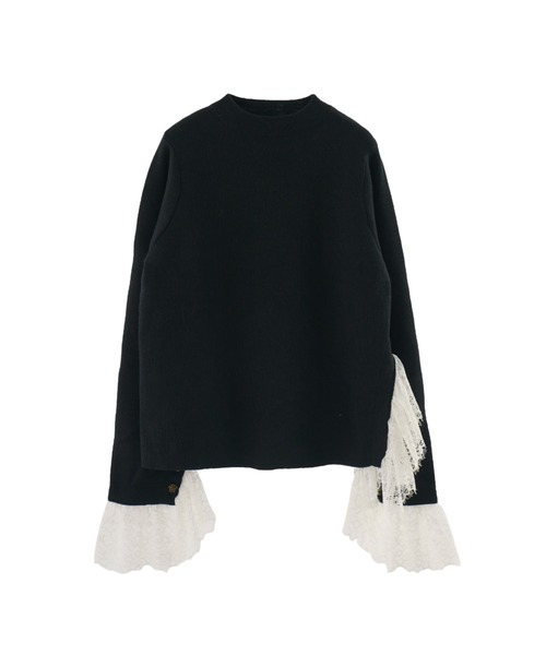 idem(イデム)の「lace slit knit tops / レースドッキングニット(ニット/セーター・レディース・ブラック・FREE)」の11枚目の写真