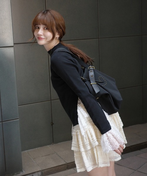 idem(イデム)の「lace slit knit tops / レースドッキングニット(ニット/セーター・レディース・ブラック・FREE)」の13枚目の写真