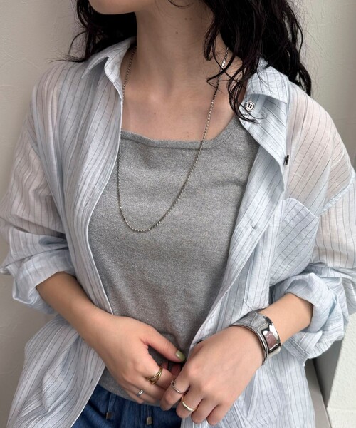 fredy emue（フレディエミュ）の「ラメニットタンクトップ（タンクトップ・レディース・オフホワイト/グレー/ブラウン/ブラック・38）」の3枚目の写真