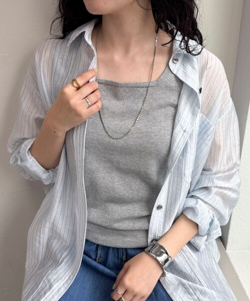 fredy emue（フレディエミュ）の「ラメニットタンクトップ（タンクトップ・レディース・オフホワイト/グレー/ブラウン/ブラック・38）」の5枚目の写真