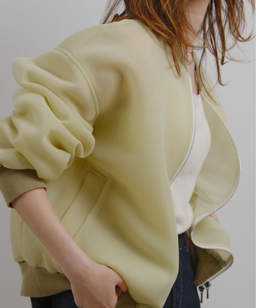 palm RICHE(ポームリシュ)の「メッシュダンボールブルゾン(ブルゾン・レディース・ライトグレー/ブラック/ミント・M)」の22枚目の写真