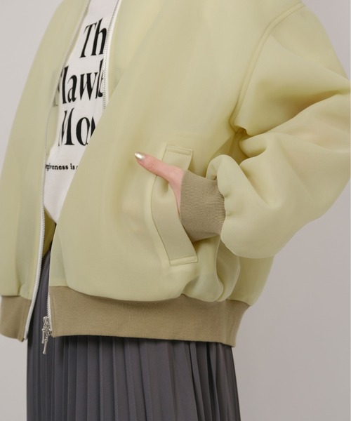 palm RICHE(ポームリシュ)の「メッシュダンボールブルゾン(ブルゾン・レディース・ライトグレー/ブラック/ミント・M)」の16枚目の写真
