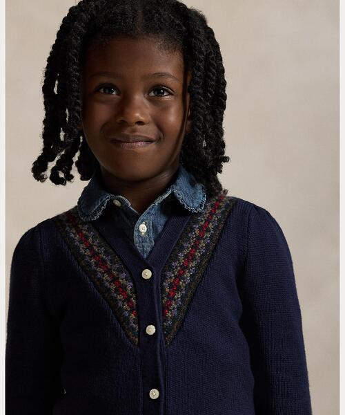 セール】フェア アイル コットンブレンド Vネック カーディガン