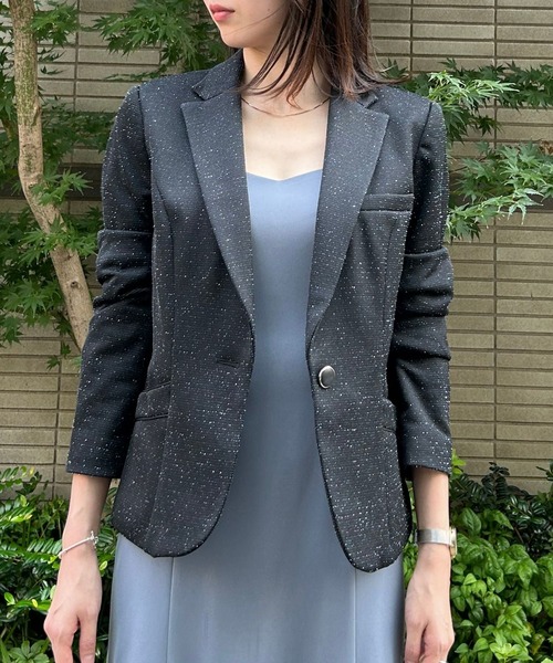 etre pret（エトレプレ）の「多サイズ対応 ツイード調テーラードジャケット（スーツジャケット・レディース・ネイビー/ブラック・5号/7号/9号/11号/13号）」の2枚目の写真