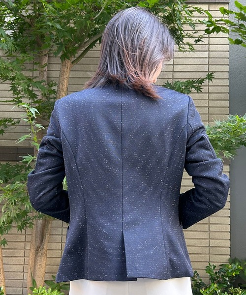 etre pret（エトレプレ）の「多サイズ対応 ツイード調テーラードジャケット（スーツジャケット・レディース・ネイビー/ブラック・5号/7号/9号/11号/13号）」の16枚目の写真