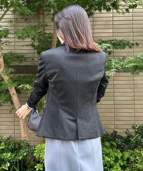 etre pret（エトレプレ）の「多サイズ対応 ツイード調テーラードジャケット（スーツジャケット・レディース・ネイビー/ブラック・5号/7号/9号/11号/13号）」の5枚目の写真