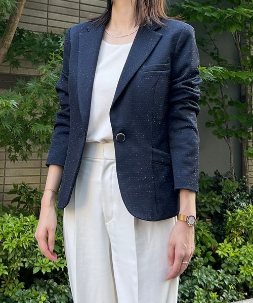etre pret（エトレプレ）の「多サイズ対応 ツイード調テーラードジャケット（スーツジャケット・レディース・ネイビー/ブラック・5号/7号/9号/11号/13号）」の15枚目の写真