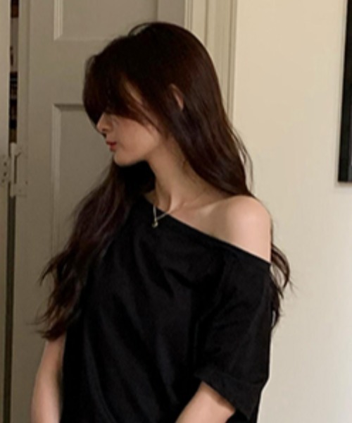 Per sist ence(パーシエンス)の「オフショル半袖Tシャツ(Tシャツ/カットソー・レディース・チャコールグレー/グレー/ネイビー/ブラック/ホワイト・LARGE/MEDIUM)」の21枚目の写真