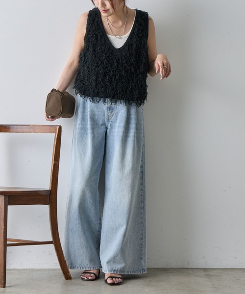 COLONY 2139（コロニートゥーワンスリーナイン）の「フリンジニットショートベスト（ベスト・レディース・ブラウン/ブラック/ベージュ・FREE）」の9枚目の写真