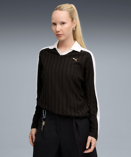 PUMA プーマ ウィメンズ T7 リラックスド 長袖 ポロシャツ（ポロシャツ