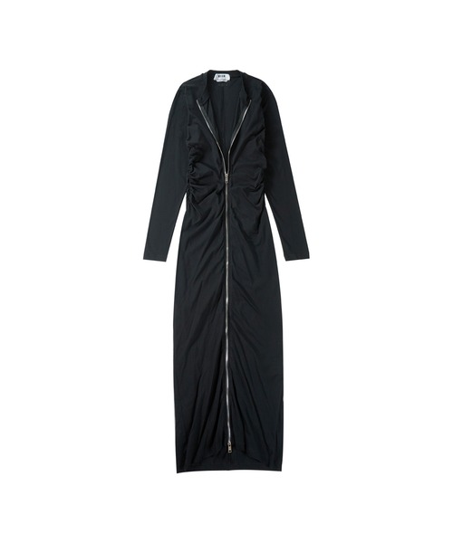 セール】ジップディテール ロングジャージードレス（ワンピース