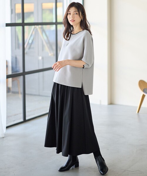 ANY(エニィ)の「【2SET】バイカラーニット×布帛スカートセット(セットアップ・レディース・ブラック系/ライトグレー系・LARGE/MEDIUM)」の21枚目の写真