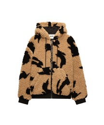 MSGM | 「FOLLOW THE RABBIT」フード付き ボアジップジャケット(ブルゾン)