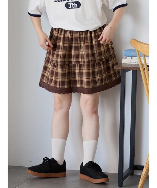 ehka sopo（エヘカソポ）の「柄アソートギャザーミニスカート（スカート・レディース・ブラウン/ブラック/オフホワイト・F）」の3枚目の写真