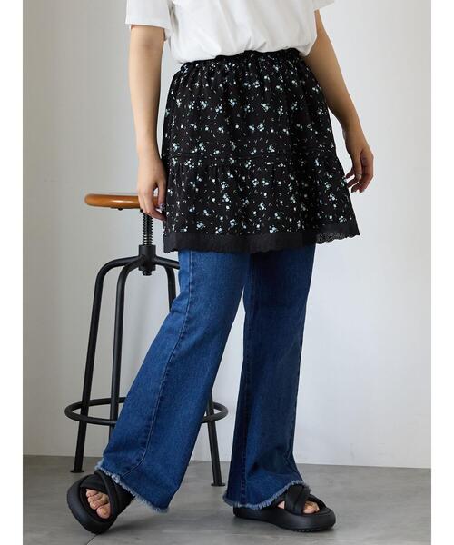ehka sopo（エヘカソポ）の「柄アソートギャザーミニスカート（スカート・レディース・ブラウン/ブラック/オフホワイト・F）」の4枚目の写真