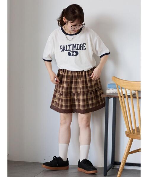 ehka sopo（エヘカソポ）の「柄アソートギャザーミニスカート（スカート・レディース・ブラウン/ブラック/オフホワイト・F）」の17枚目の写真