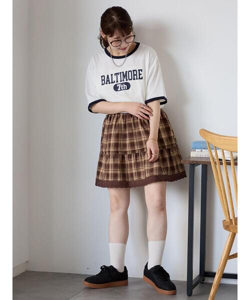 ehka sopo（エヘカソポ）の「柄アソートギャザーミニスカート（スカート・レディース・ブラウン/ブラック/オフホワイト・F）」の18枚目の写真