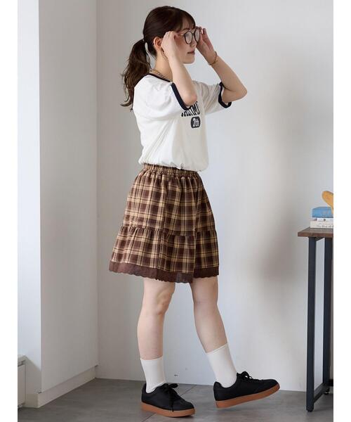 ehka sopo（エヘカソポ）の「柄アソートギャザーミニスカート（スカート・レディース・ブラウン/ブラック/オフホワイト・F）」の19枚目の写真