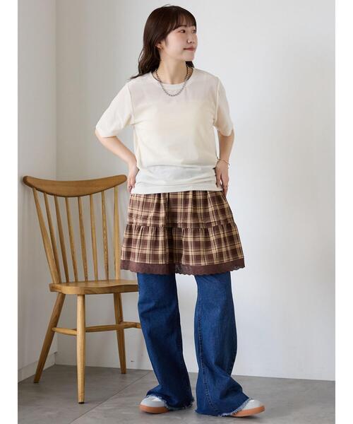 ehka sopo（エヘカソポ）の「柄アソートギャザーミニスカート（スカート・レディース・ブラウン/ブラック/オフホワイト・F）」の22枚目の写真