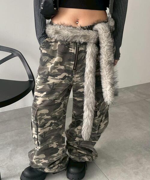 WEGO（ウィゴー）の「WEGO/ファーベルト（ベルト・レディース・ダークブラウン/ライトグレー・FREE）」の2枚目の写真