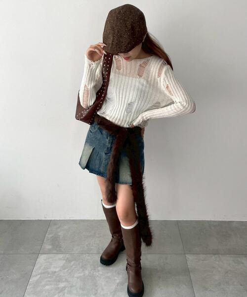 WEGO（ウィゴー）の「WEGO/ファーベルト（ベルト・レディース・ダークブラウン/ライトグレー・FREE）」の8枚目の写真