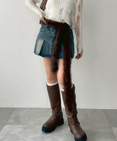 WEGO（ウィゴー）の「WEGO/ファーベルト（ベルト・レディース・ダークブラウン/ライトグレー・FREE）」の7枚目の写真