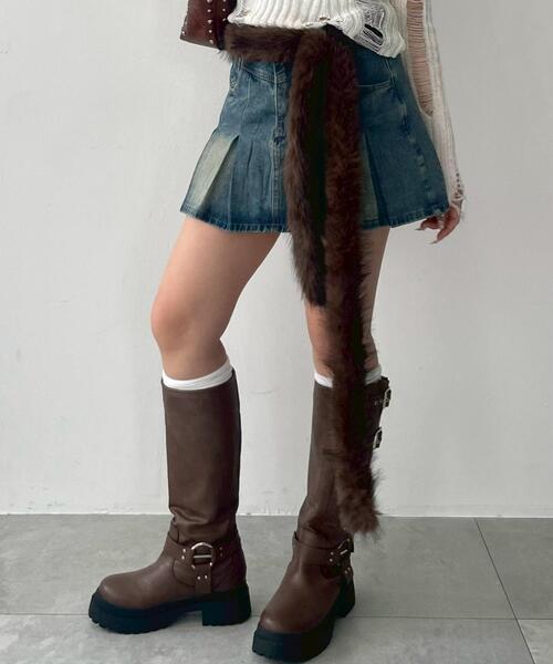 WEGO（ウィゴー）の「WEGO/ファーベルト（ベルト・レディース・ダークブラウン/ライトグレー・FREE）」の9枚目の写真