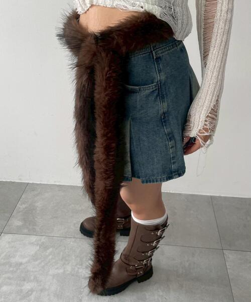 WEGO（ウィゴー）の「WEGO/ファーベルト（ベルト・レディース・ダークブラウン/ライトグレー・FREE）」の6枚目の写真