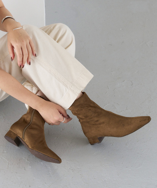 LE TALON（ルタロン）の「《追加》3cmフレンチスクエアフィットショートブーツ（ブーツ・レディース・ブラック系その他/ブラウン/ブルー系その他/キャメル・SMALL/X-SMALL/X-LARGE/LARGE/MEDIUM）」の4枚目の写真