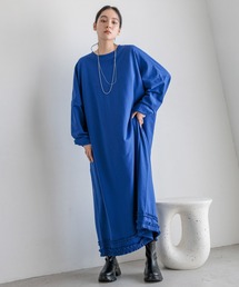 極美品♡ 【ストレッチシフォン】マスタード×ネイビー フリルワンピース サイズ7 極美品♡ 【ストレッチシフォン】マスタード×ネイビー フリル