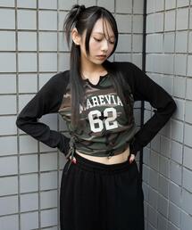 WEGO/キーネックサイドドロストラグランロンT