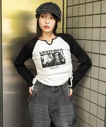 WEGO/キーネックサイドドロストラグランロンT