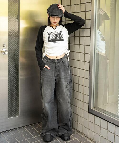 WEGO(ウィゴー)の「WEGO/キーネックサイドドロストラグランロンT(Tシャツ/カットソー・レディース・ブラウン/その他1/ブラック/レッド・FREE)」の8枚目の写真