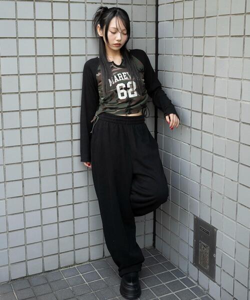 WEGO(ウィゴー)の「WEGO/キーネックサイドドロストラグランロンT(Tシャツ/カットソー・レディース・ブラウン/その他1/ブラック/レッド・FREE)」の9枚目の写真