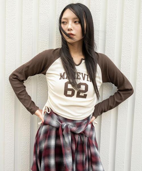 WEGO(ウィゴー)の「WEGO/キーネックサイドドロストラグランロンT(Tシャツ/カットソー・レディース・ブラウン/その他1/ブラック/レッド・FREE)」の14枚目の写真